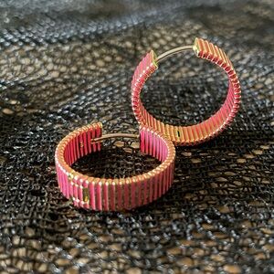 GORJANA
Catalina Enamel Hoop Earrings NWOT Pink and gold